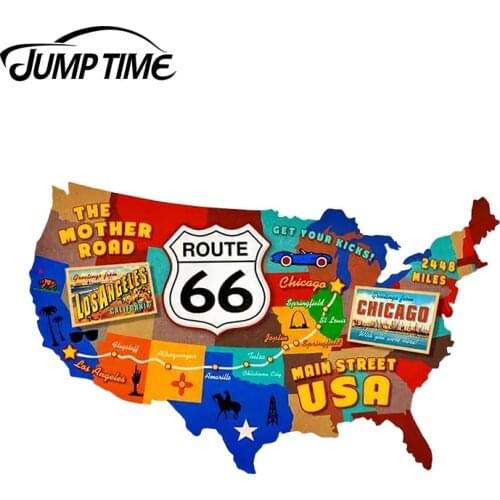 JumpTime 13cm x 8.1cm For Retro Route 66 USA Sign Graphic Car Stickers Vinyl Car Window Laptop Bumper Motorcycle Decal
