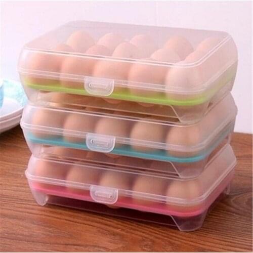 【KATEROSE】Household 15 Grid Egg Box Refrigerator Storage Box Kitchen Food Preservation Storage Box Egg Rack Holding Egg artifact