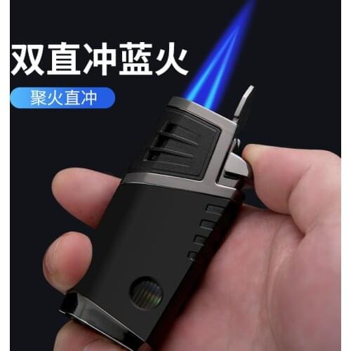 Creative outdoor torch lighter with cigar corkscrew metal turbine windproof gas lighter cigarette smoking accessories