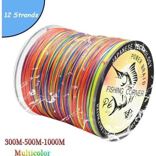 12 Strands 300m/500m/1000m Braided Line Multifilament 25-230LB Multicolor Super Strong Japan PE Line Saltwater Fishing