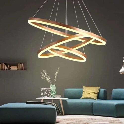Personality Chandeliers Circular Ring Chandelier lamp Acrylic LED Chandelier Lights round fixtures for living room bedroom lamp