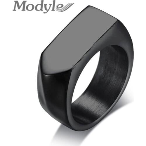 Modyle Engraving Ring for Men Name Words Stainless Steel Male Jewelry