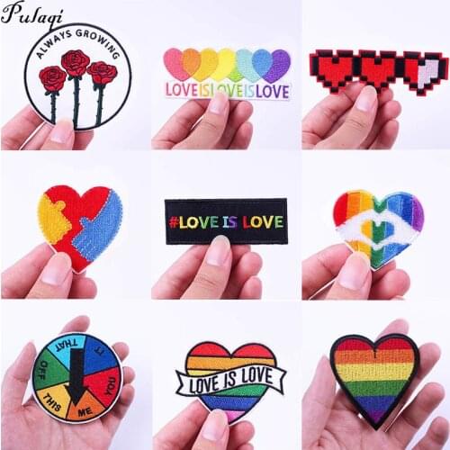 Cartoon Lgbt Pride Sticker Gay Badge Iron On Patch Patches On Clothes DIY Stripes For Jeans Jackets Applique Love Is Love Patch