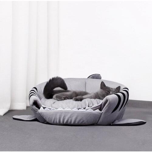 Pet Soft Warm Nest, Small Animals Winter Cute House For Puppy Kitten, Blue/Grey/Light Red