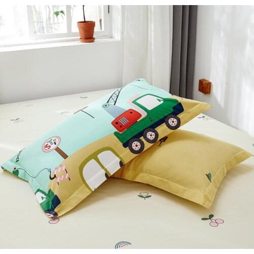Toy Car Cotton Pillowcase One Pair Adults Boys Girls Kids Cartoon Printed Pillow Cover 48*74cm Size for Bedroom Decor Bedclothes
