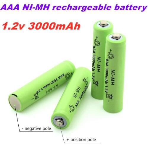 100% New 1.2v NIMH AAA Battery 3000mah Rechargeable Battery ni-mh batteries AAA battery rechargeable for Remote Control Toy