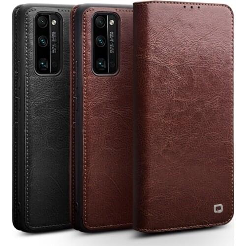 Original Qialino Brand New Genuine Leather Vintage Business Flip Cover For Huawei Honor 30 30s Pro Phone Bag Real Cow Skin Case