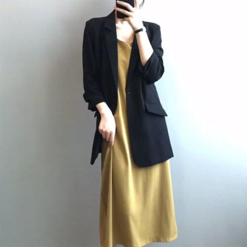 Summer Thin Large Size Small Suit Jacket Female Korean Pure Color Wild Draped Blazer Women Sunscreen Coat Polyester Tops zh659