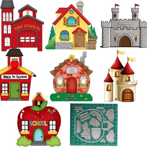 106*106mm Fire Station House Metal Cutting Dies Scrapbooking Dies Metal Nouveau Arrivage 2019