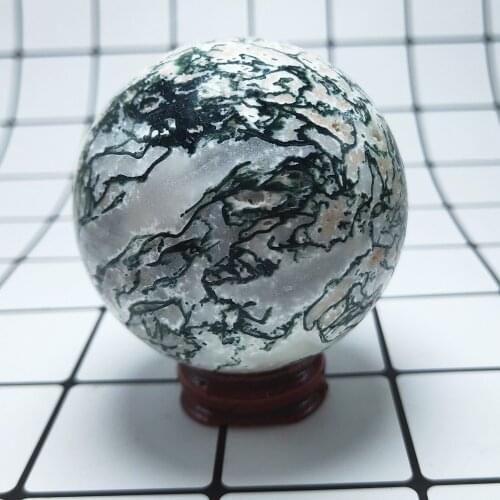 55-65 mm Natural moss agate Crystal sphere Ocean Grass Agate quartz gemstone ball Reiki healing 1pcs