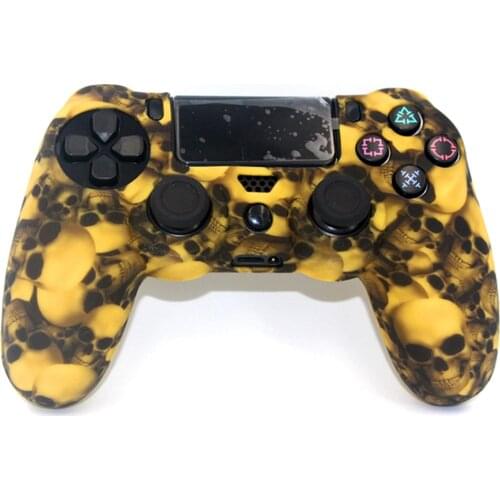 JIELI Camouflage Color Anti-Slip Silicone Cover Skin Case For Sony PlayStation Dualshock 4 PS4 Slim Pro Controller Skull Style