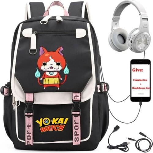 Anime Yo-kai Watch backpack Women men Travel Backpack student School book Bag USB Charging teenagers Laptop packsack