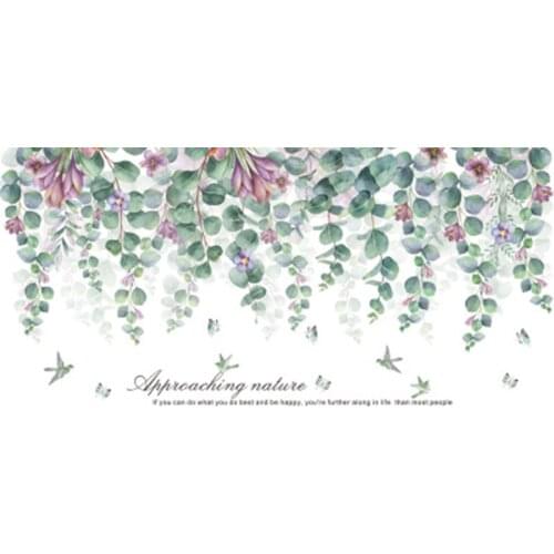 Tropical Green Leaves Wall Stickers Living Room Bedroom Fresh Plants Wall Decals DIY decoration Wall Quote Art Mural Poster