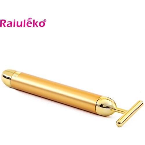 Slimming Face Massage 24k Gold Energy Beauty Bar Vibration Facial Roller Massager Face Lifting Skin Tightening Wrinkle Bar HOT