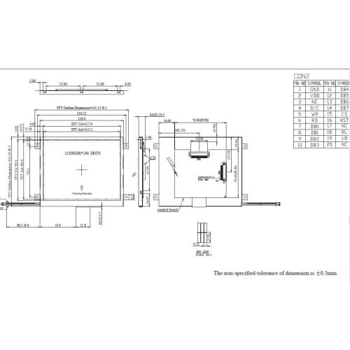 Winstar WF57ETIBCDAN0# TFT 5.7 is a TN transmissive type color active matrix TFT liquid crystal display that use