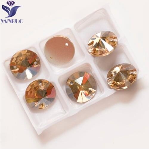YANRUO 3200 All Sizes GSHA Rivoli High Quality Sew On Glass Strass Flat Back Rhinestone Crystal For Sewing