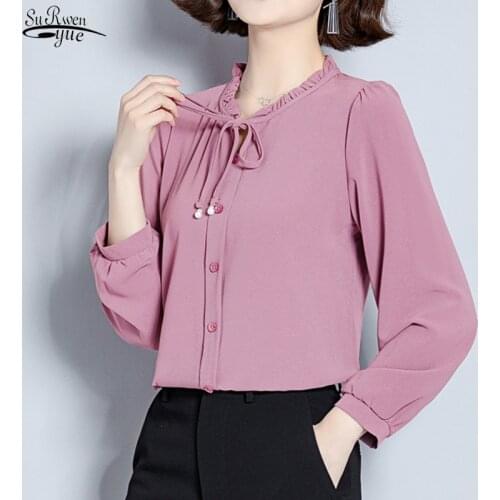 2020 New Spring Long Sleeve Solid Women Blouse Chiffon Casual Vintage Plus Size Cardigan Women Shirt Female Tops Blusas 7922 50