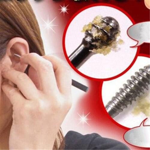 1 2 3Pcs Double-ended Stainless Steel Spiral Ear Pick Spoon Ear Wax Removal Cleaner Ear Tool Multi-function Portable