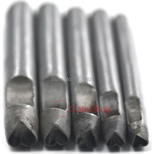 1 Set / Lot 4mm 5mm 6mm 7mm 8mm Love Shape Hollow Puncher Punch Hole Leather Craft Belt Gasket Cutter Tool Wallet Bag