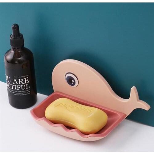 1Pc Soap Holder Bathroom Shower Soap Dish Shower Plates Soap Storage Box With Drain Wall Mounted Self Adhesive Plastic Bath Tray