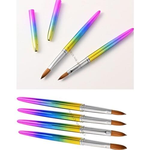 100% Kolinsky Acrylic Sable Nail Brushes Oval Nail Art Painting Pen Extension UV Gel Builder Manicure Tools