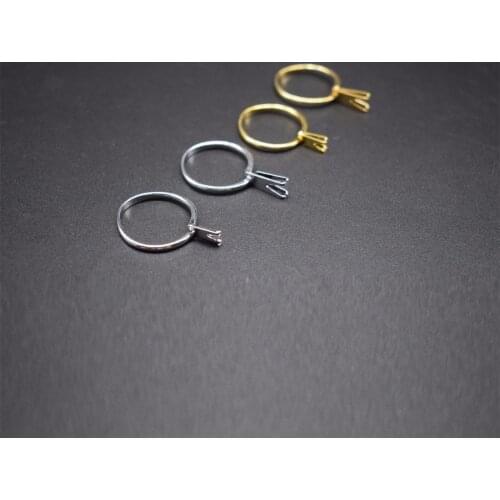 2pcs Gold Silver Adjustable Spring Type Ring Diamond Gem Stone Jewelry Display Holder