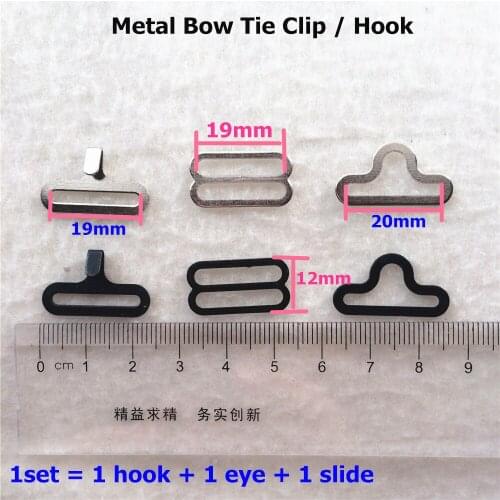 2 color option) 200 sets Metal Adjustable Bow Tie Hardware Necktie Hook Cravat Clips Fasteners