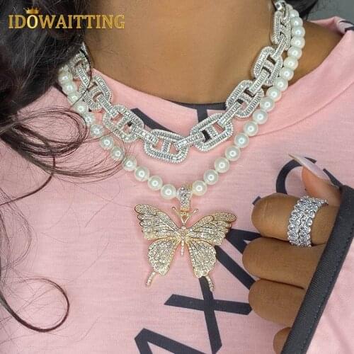 2021 Women Men Fashion Hip Hop Iced Out Bling Baguette 5A CZ Cubic Zirconia Gold Color Lock Pin Charm Link Chain Cuban Necklace