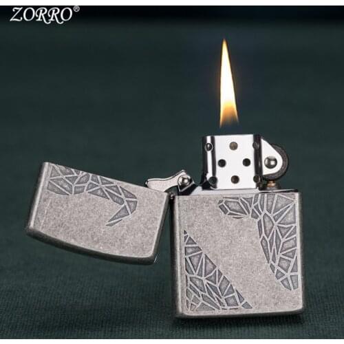2021 NEW Zorro Vintage silver bull head pattern Kerosene gasoline petroleum oil cigarette lighter Good quality Nostalgia Gift