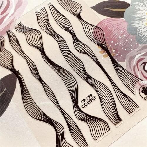 CB-090 curve line Wavy line 3D Back glue Nail decal Nail sticker Nail decoration Nail art Nail tool Nail ornament