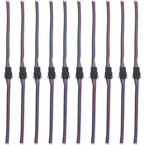 5pairs -100pairs 5pin jst RGBW LED Connector Male/female SM Wire cable pigtail for rgbw led strip light Lamp Driver 15cm cable