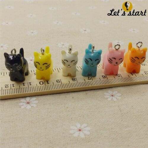 Mina Free shipping! set 50pcs 3D resin cats Cute animal charms.Mixed colors resin cat pendant for key chain/phone decoration,DIY