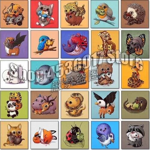 5d Diy Diamond Painting Cross Stitch Predator & Prey Embroidery Diamond Mosaic cartoon animals Home Decor Full Rhinestone Gifts