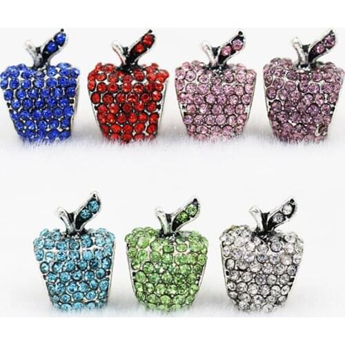 9mm*15mm European and American jewelry accessories diy Korean charm bracelet 5mm big hole beads diamond sweet little apple Beads