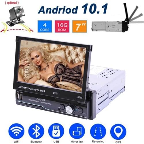 Automatic Retractable Car Radio 1 Din Android 7" GPS Navigation Bluetooth Camera AM RD.S 1080P USB Auto Screen Multimedia Player