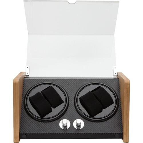 Automatic Watch Winder Watches Storage Display Box Case Black Carbon Fiber