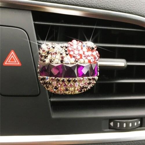 Car Air Freshener Perfume Women Diamond Hello TK Cat KT Air Conditioner Outlet Aromatherapy Clip Essential Oil Diffuser