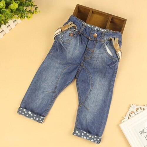 Baby Boys Jeans Boys Suspender Denim Jeans Kids Strap Jeans Child Casual Suspender Long Pants Free Shipping