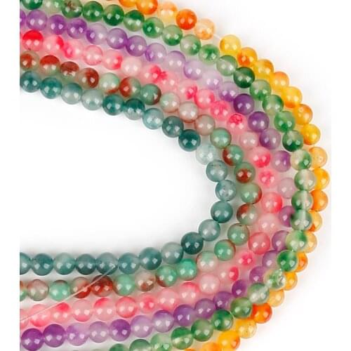 Natural Jades Stone Bead Round Loose Beads 15' Strand 6 8 10MM Spacer Beads For Jewelry Making DIY Bracelet