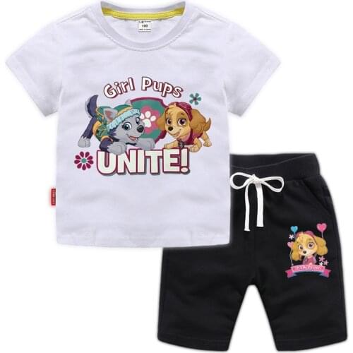 PAW PATROL Boys Summer Sets Boys Clothing Cotton Children Clothes Shirt + Pants Set Suit Toddler Girls Clothing Set Kids Clothes