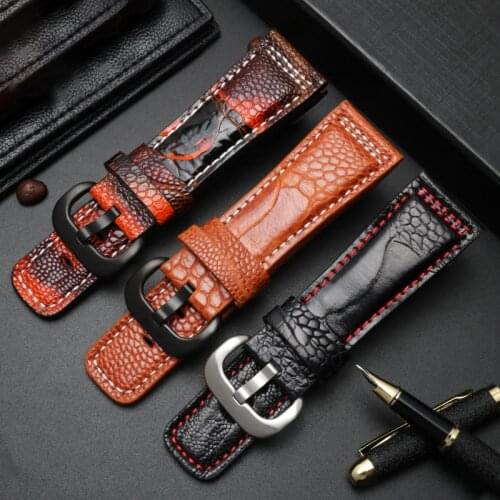 Laopijiang The ostrich foot leather watch straps Fit Mens eight Friday watch with 28mm Black Brown