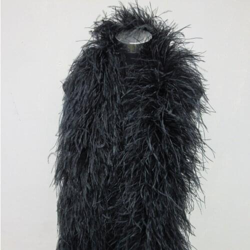 Beautiful 6ply Black Ostrich Feather Boa Home for Accessories Plumas De Faisan Feathers for Crafts Plumes