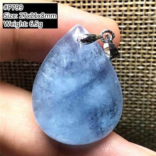 Top Natural Ocean Blue Aquamarine Beads Necklace Pendant For Woman Man Crystal 20x16x9mm Beads Oval Stone Fashion Jewelry AAAAA