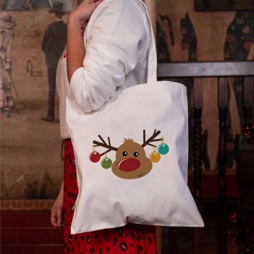 Cute Christmas Animal Gothic Canvas Bag Large Capacity Casual Vintage Streetwear Women Funny Cartoon Womens Shoulder Bags