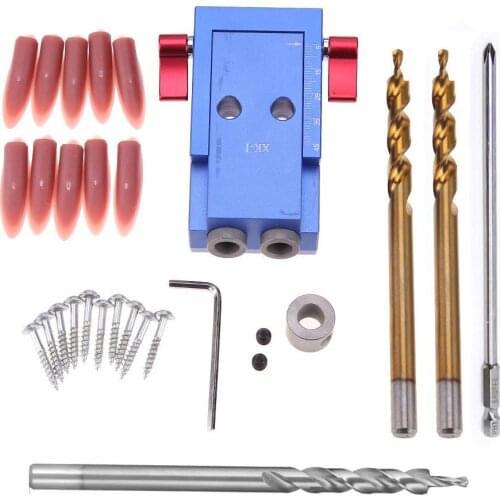 Woodworking Oblique Hole Locator Jig Kit Angle Drill Guide Joinery Step Set Hole Puncher Diy Carpentry Tools Drill Bits
