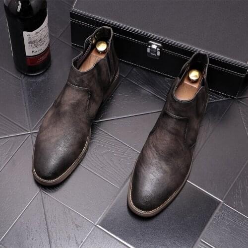 Autumn 2021 Fashion Leather Men Martin Boots HIP HOP Motorcycle SHOES Ankle Boots High Tops Zapatillas Hombre