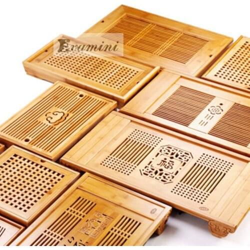 Nature Bamboo Tea Tray Water Storage Tray Home Simple Drainage Rectangular Bamboo Tea Set Tray Large Drawer Holder Plate