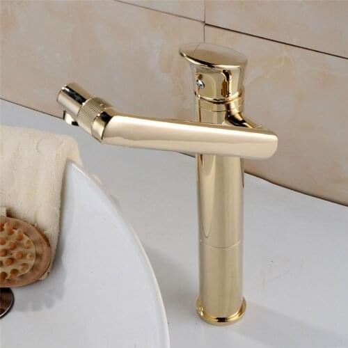 Brass Black/gold Finished Rotate basin faucet Brass Single Lever Water Tap Bathroom Sink Mixer Tall Basin Faucet