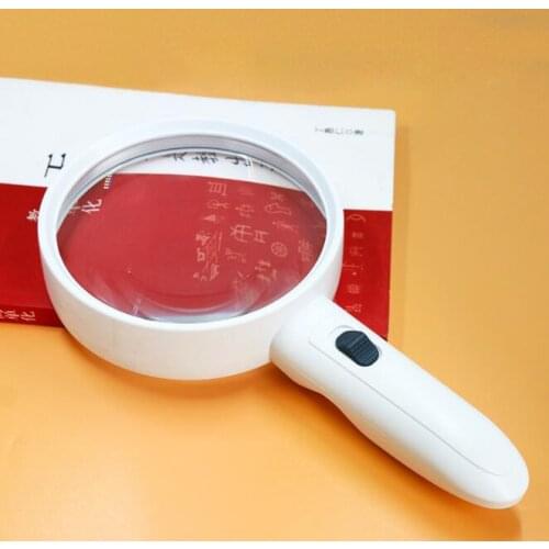 Elderly People Helping Hand Lighted Magnifying Glass With LED Lights Handheld UV Detecting Acrylic Lens Newspaper Magnifier 4x