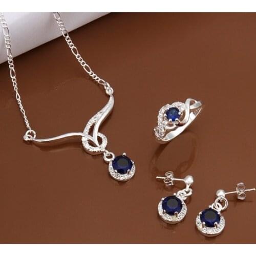S596 925 sterling silver jewelry set, fashion jewelry set necklace ring earring /axpajowa gntapfaa